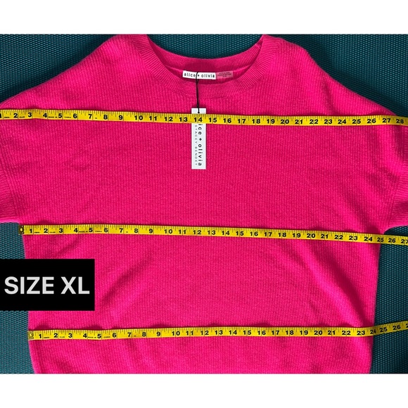 Alice + Olivia Caprice Wild Pink Cashmere Drop Shoulder Pullover Sweater - Picture 13 of 16